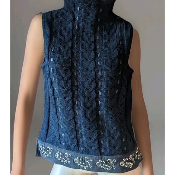Vintage Y2K Archive Avade Garde Knit Sleeveless Sweater Grommet Techwear Sz M - Picture 1 of 6